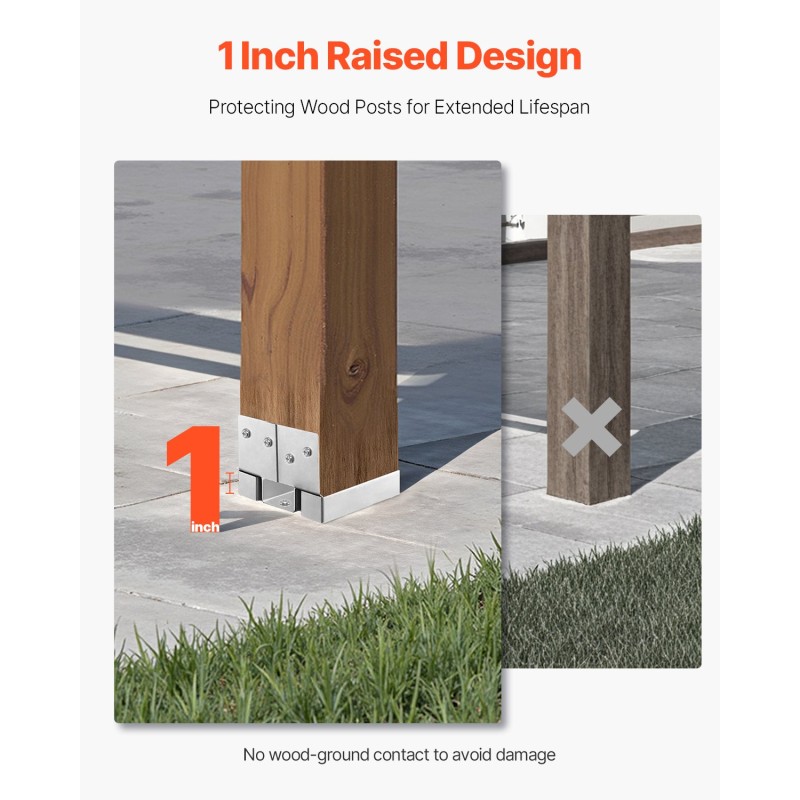 Pylväjalusta 6x6 puupylväälle sinkitty hiiliteräs 10 kpl