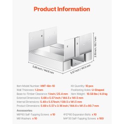 Pylväjalusta 6x6 puupylväälle sinkitty hiiliteräs 10 kpl