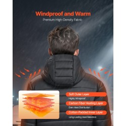 Naisten softshell-takki koko L musta vedenpitävä lämmitettävä hiilikuitulämmittimillä 8000 mAh akulla