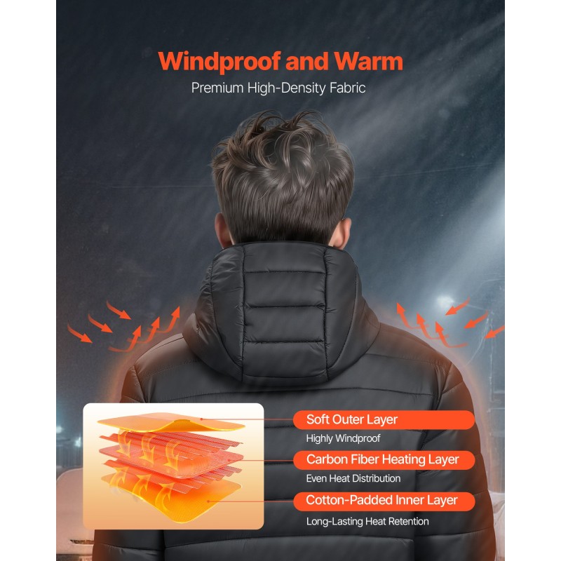 Naisten lämmitettävä softshell-takki vedenpitävä ulkokangas hiilikuitulämmityselementeillä M