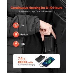 Lämmitettävä miesten takki ulkokäyttöön vedenpitävä päälliskangas koko L