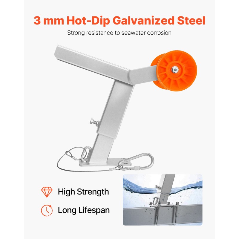 Venevaijeriteline peräkärryyn kuumasinkitty teräs säädettävä korkeus 365–548 mm PVC-rulla 130 mm