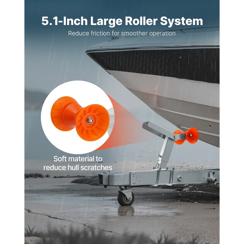 Venevaijeriteline peräkärryyn kuumasinkitty teräs säädettävä korkeus 365–548 mm PVC-rulla 130 mm