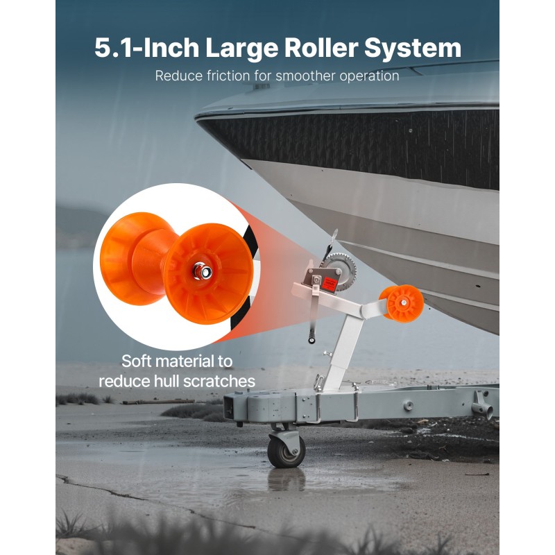 Venevaunun vintturiteline kuumasinkitty teräs muovirullalla 544 kg korkeussäädöllä