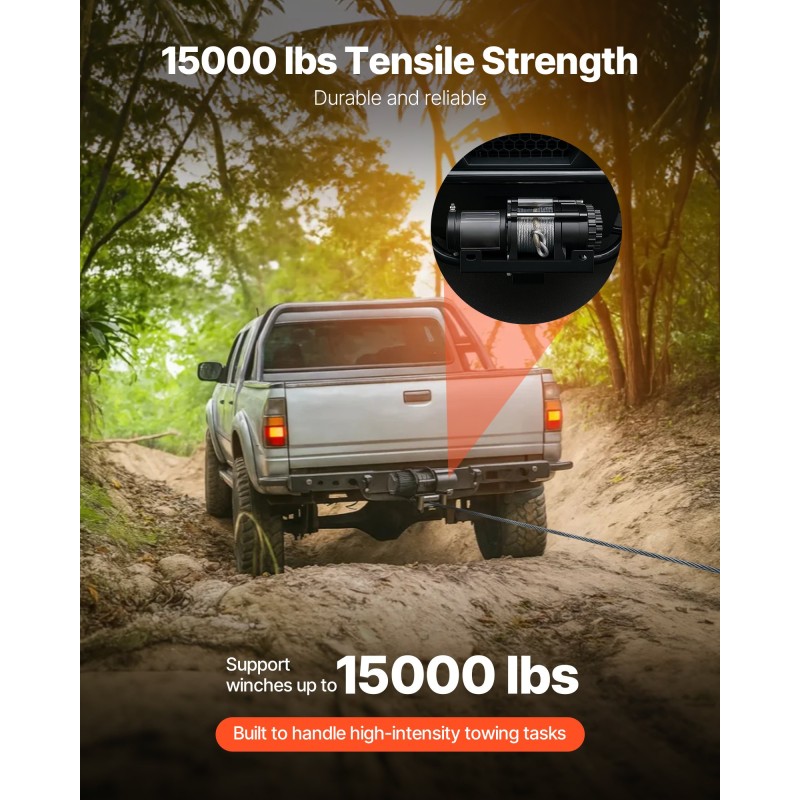 Vinssin kiinnike 2 tuuman vastaanottimeen musta pulverimaalattu teräs 6803 kg vetokyky