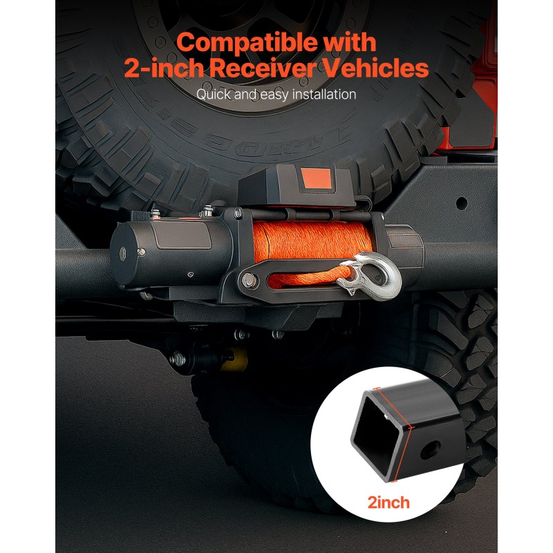 Vinssin kiinnike 2 tuuman vastaanottimeen musta pulverimaalattu teräs 6803 kg vetokyky