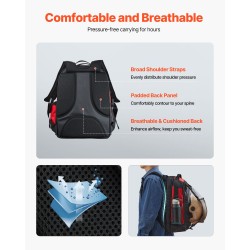 Hitsausreppu 25,2 l 1680D polyesteristä kypäräpussilla ja pehmustetulla selkäosalla