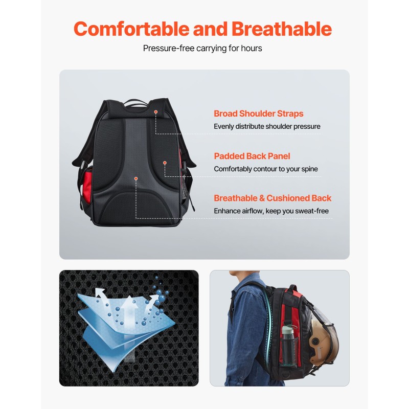 Hitsausreppu 25,2 l 1680D polyesteristä kypäräpussilla ja pehmustetulla selkäosalla