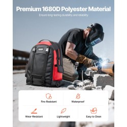 Hitsausreppu 25,2 l 1680D polyesteristä kypäräpussilla ja pehmustetulla selkäosalla