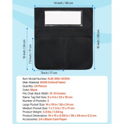 Tuolitaskusarja 24 kpl 600D Oxford-kangas musta sopii 12–13 tuuman selkänojiin