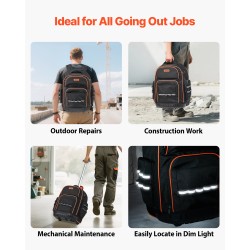 Rullattava työkalureppu 1680D ja 600D polyesteri 45 taskua 50 kg kantavuus