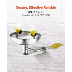 Seinäasennettava hätäsilmähuuhtelupiste SUS304-ruostumaton teräs ABS-pinnoite 12–18 l/min työtiloihin