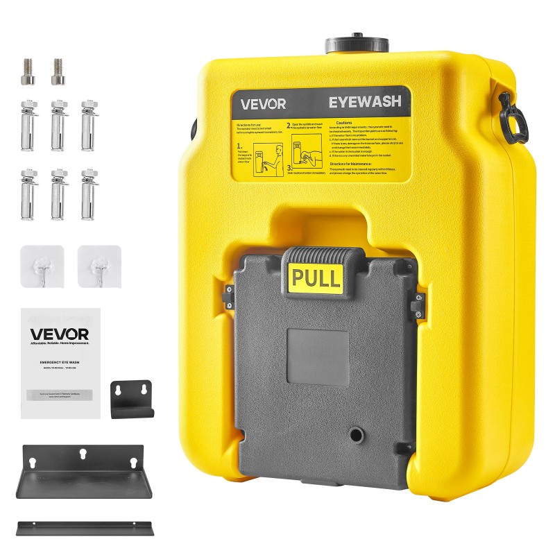 Silmänhuuhteluasema kannettava polyeteenimuovinen 53-litrainen kaksoissuutin keltainen