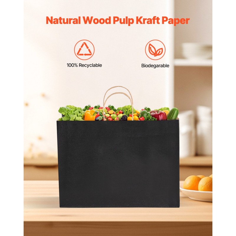 Kahvallinen paperikassi kraftpaperia 50 kpl musta 406×152×308 mm