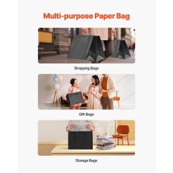 Kraft-paperikassit kantokahvoilla musta 100 kpl 406×152×308 mm