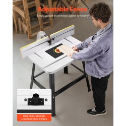 Jyrsintäpöytä MDF-työtaso metallirunko säädettävä ohjain pölynkeräysliitäntä