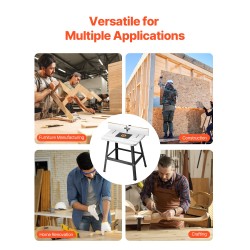 Jyrsintäpöytä MDF-työtaso metallirunko säädettävä ohjain pölynkeräysliitäntä