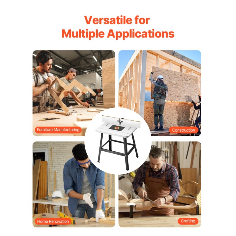 Jyrsintäpöytä MDF-työtaso metallirunko säädettävä ohjain pölynkeräysliitäntä