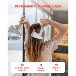 Heittokirves ja heittoveitsisetti kolmen setin ruostumatonta terästä 260 ja 190 mm