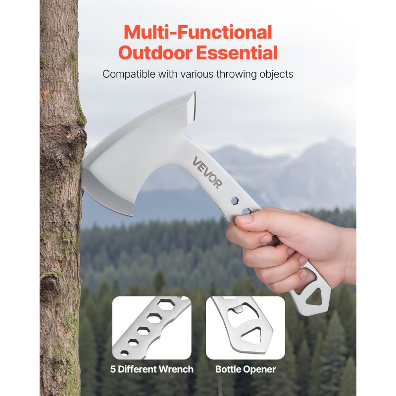 Heittokirves ja heittoveitsisetti kolmen setin ruostumatonta terästä 260 ja 190 mm