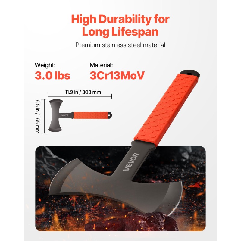 Heittokirvessarja 3 kpl ruostumaton teräs 303 mm kumipinnoitettu kahva musta nailonsuojuksilla