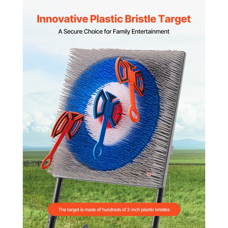 Heittokirvessetti taittuva teräsrunko 8 pehmeää kirvestä 490 x 490 mm maalitaulu ulkokäyttöön