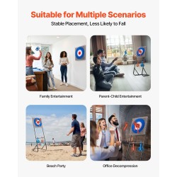 Heittokirvessetti taittuva teräsrunko 8 pehmeää kirvestä 490 x 490 mm maalitaulu ulkokäyttöön