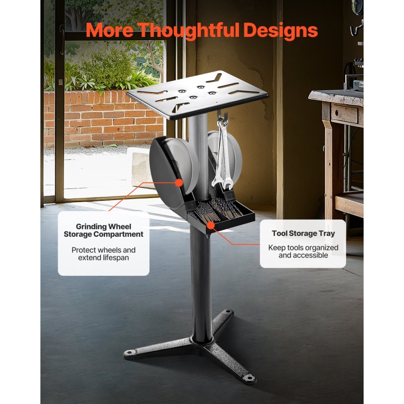 Penkkihiomakoneen jalusta valurauta-teräsrunkoinen 5-portainen korkeussäätö 31,5x25,4 cm