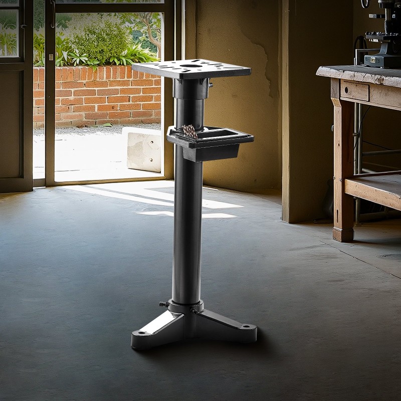 Penkkihiomakoneen jalusta valurauta ja teräs 27 x 27 cm kiinnityslevy 840 mm