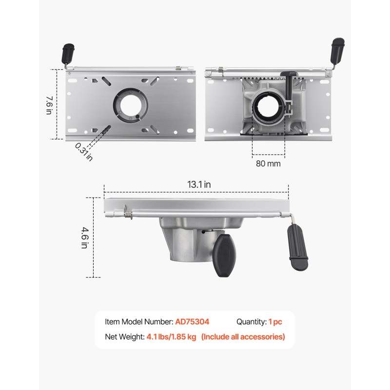 Venetuolin jalusta alumiiniseos sopii 2-7/8 tuuman jalustaputkelle 1 kpl veneeseen
