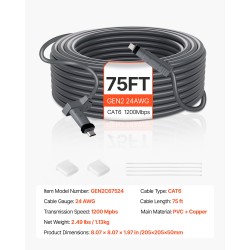 Laajennuskaapeli CAT6 24 AWG 22,86 m Starlink Gen 2 antennille