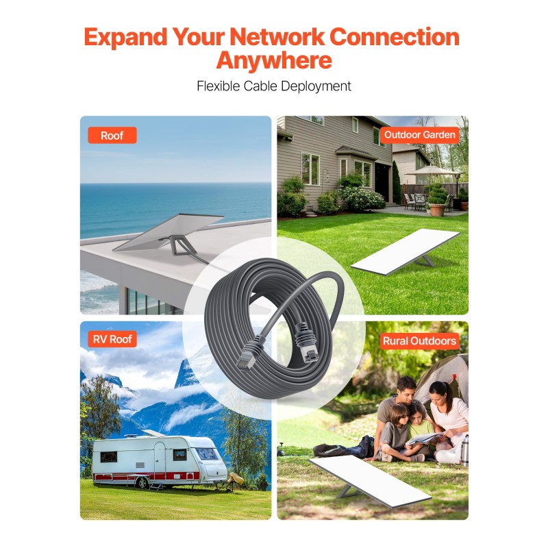 Jatkokaapeli Starlink Gen3 yhteensopiva CAT6 30,48 m 24 AWG PVC-vaippa ulkokäyttöön