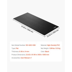 Harjoitusmatto korkeatiheyksinen PVC 600 x 1300 mm 4 mm musta