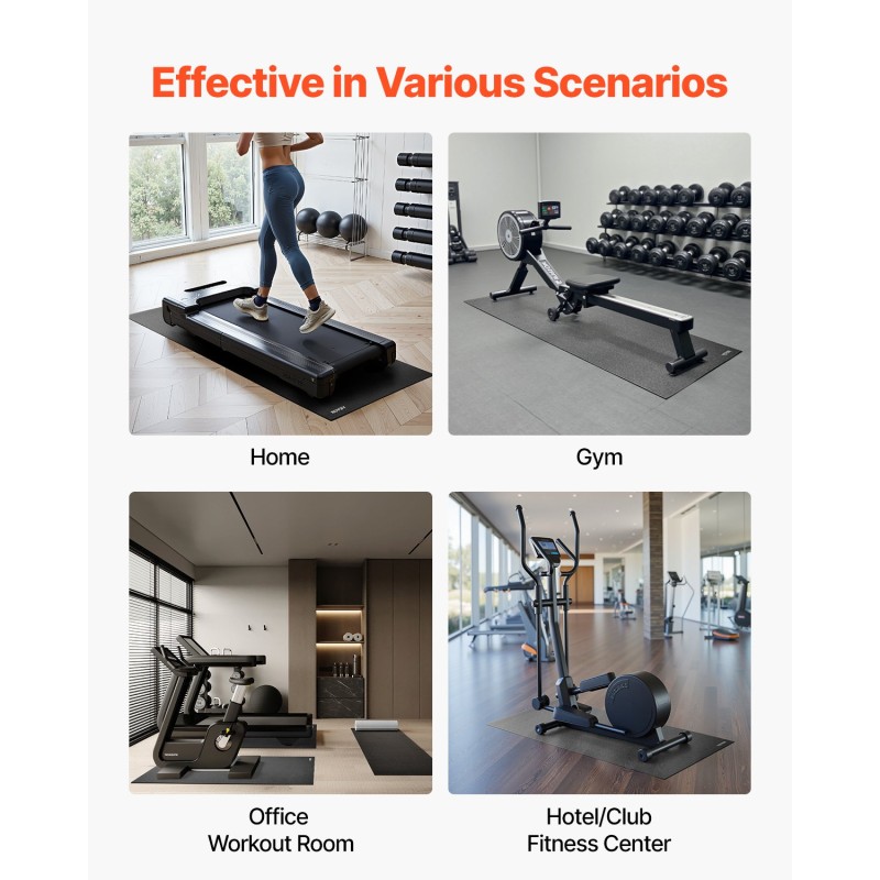 Harjoitusmatto korkeatiheyksinen PVC 6 mm 760 x 1820 mm juoksumatolle ja kuntopyörälle