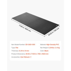 Harjoitusmatto korkeatiheyksinen PVC 6 mm 760 x 1820 mm juoksumatolle ja kuntopyörälle