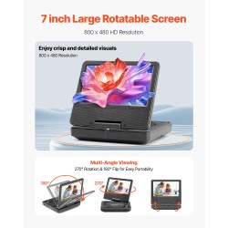 Kannettava DVD-soitin 7-tuumainen HD-näyttö 800x480 akku 4h muistikorttituki