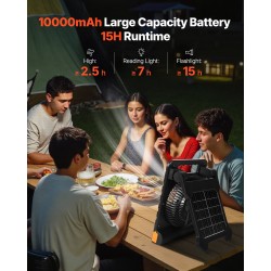 Kannettava aurinkotuuletin ABS-muovia 7-tuumainen 10000 mAh:n akulla 4-nopeuksinen LED-lyhdyllä 4 watin aurinkopaneelilla