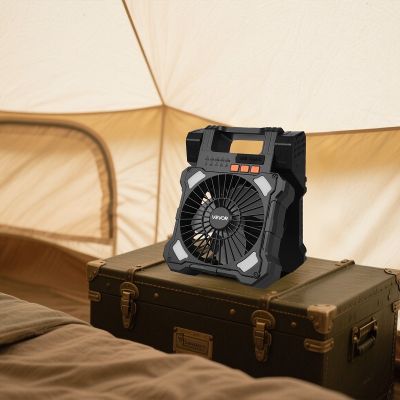 Aurinkokäyttöinen tuuletin ABS 20 cm 20000 mAh akulla taitettavalla 7 watin paneelilla