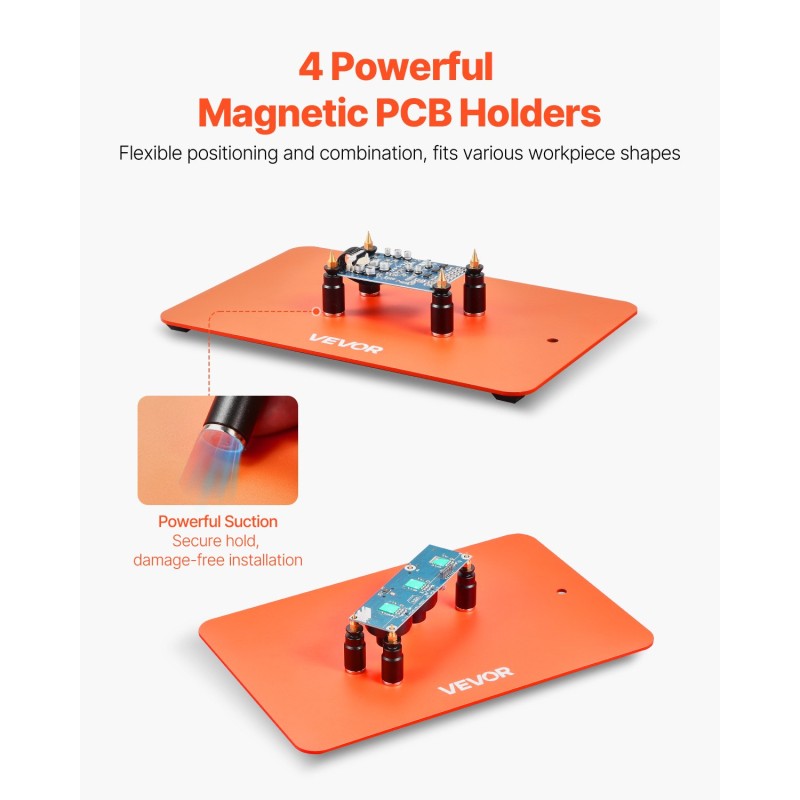 Magneettinen kolvausapuasema kolmekertainen suurennuslasi LED-valaistus neljä taipuisaa vartta teräspohja