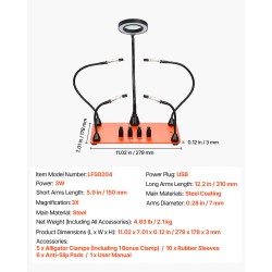 Magneettinen kolvausapuasema kolmekertainen suurennuslasi LED-valaistus neljä taipuisaa vartta teräspohja
