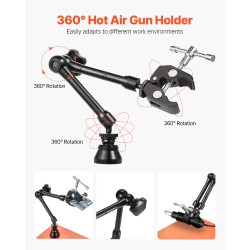 Magneettinen kolvausapuri vakaalla teräspohjalla 4 joustavaa hanhenkaulavartta liukumista estävät kumityynyt