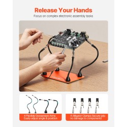 Magneettinen kolvausapuri vakaalla teräspohjalla 4 joustavaa hanhenkaulavartta liukumista estävät kumityynyt