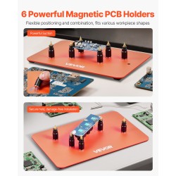 Magneettinen kolvausapuri vakaalla teräspohjalla 4 joustavaa hanhenkaulavartta liukumista estävät kumityynyt