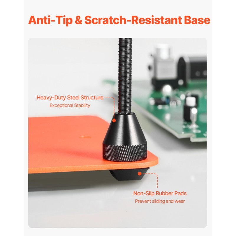 Magneettinen kolvausapuasema teräspinnoite kolminkertainen suurennuslasi viisi joustavaa vartta LED-valaistus