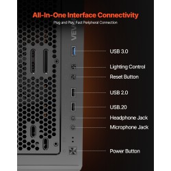 Mid-tower-pelikotelo SPCC-teräs karkaistu lasipaneeli ATX/M-ATX/ITX 4 x 120 mm ARGB-tuulettimet