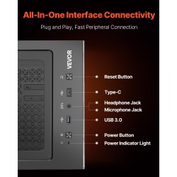 Miditornikotelo teräs karkaistu lasipaneeli ATX M-ATX ITX