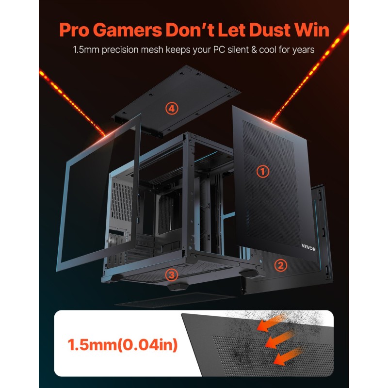 Keskikokoinen tietokonekotelo kaksikammioinen SPCC-teräs karkaistu lasi pelikäyttöön