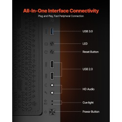 Miditornikotelo SPCC-teräs karkaistu lasipaneeli 4 x 120 mm tuulettimet ATX/M-ATX/ITX-yhteensopiva