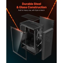 Miditornikotelo karkaistu lasipaneeli SPCC-teräs ATX M-ATX ITX 3 x 120 mm ARGB-tuuletinta