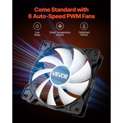 Miditornikotelo karkaistu lasipaneeli teräs kuusi 120 mm ARGB-tuuletinta